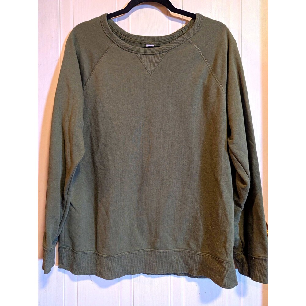 Old Navy Men's Olive Green Crew Neck Pullover Sweatshirt Fleece Long Sleeve L